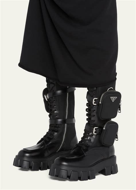 prada boots women's 2020|prada combat boots with pouches.